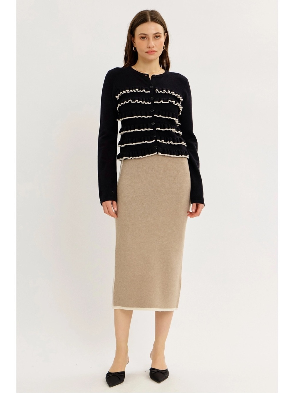 NWT Tiered Ruffle Sweater Cardigan - Black